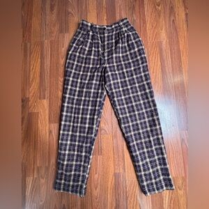 Vintage Worthington Pants Womens 8 Plaid Dress Wool Pleated Tapered Trousers